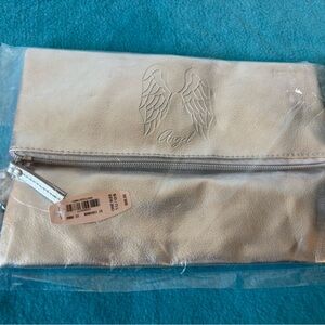 Victoria's Secret Silver Leather Clutch with Angel Wings